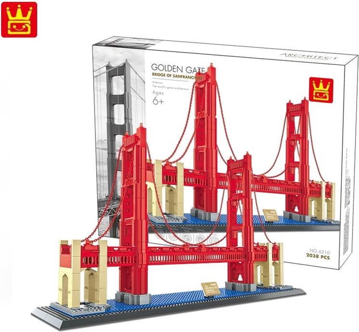 WanGe Architecture - The Golden Gate Bridge San Francisco - 1977 Onderdelen - Lego Compatibel - Bouwdoos