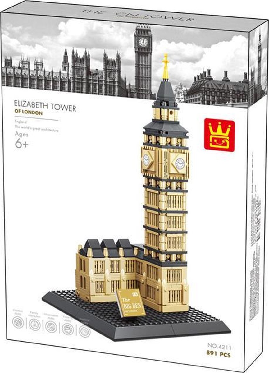 Wange 4211 Elizabeth Tower (BIG BEN) - 891 bouwstenen - Lego Compatibel - Bouwdoos