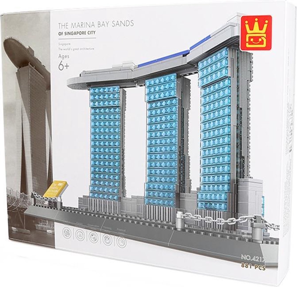 Wange 4217 Marina Bay Sands Hotel in Singapore - 881 bouwstenen - Lego Compatibel - Bouwdoos