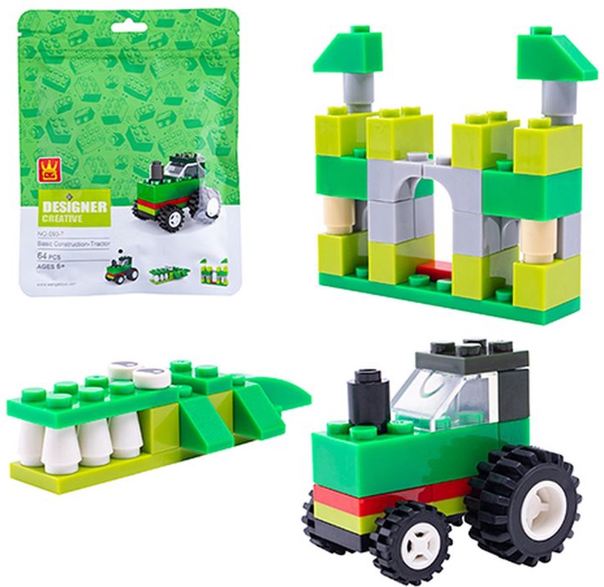 Wange Designer Creative 093-6 - Basis Constructie Tractor - Krokodil - Kasteel