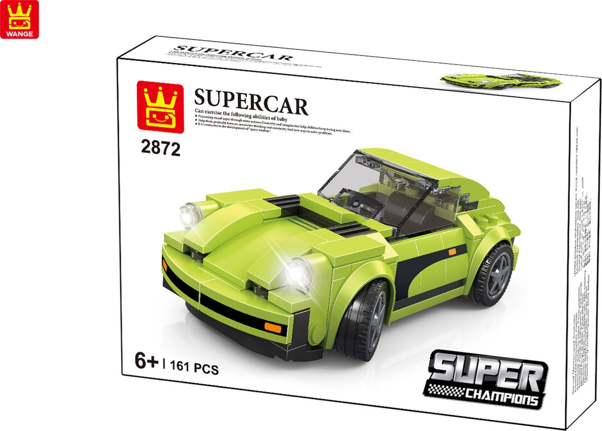 Wange Supercar S72 - Raceauto - Compatibel met grote merken - Bouwset - 161 onderdelen