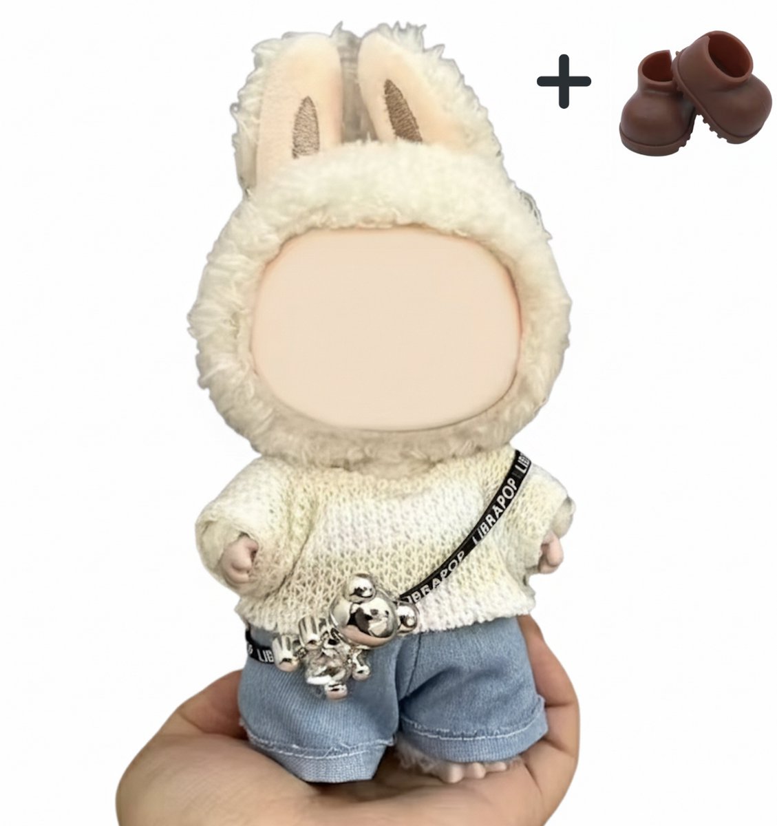 Kleding geschikt voor Labubu (13-17cm) - Outfit / Kleren: Trui broek tasje en schoenen - Poppenkleding set