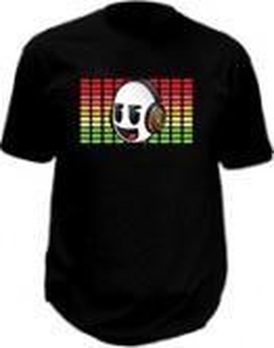 LED T-shirt Equalizer - Zwart - Smiley DJ - Maat M