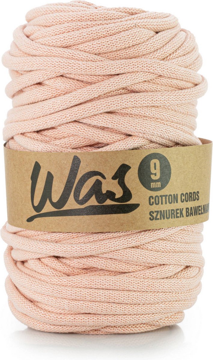 Was - Touw - katoenen - koord - Katoenkoord - macramé - 9 mm x 50 m - lichtroze