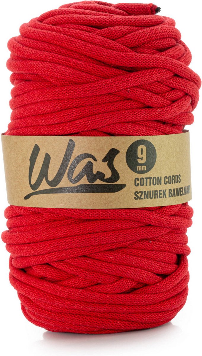 Was - Touw - katoenen - koord - Katoenkoord - macramé - 9 mm x 50 m - rood
