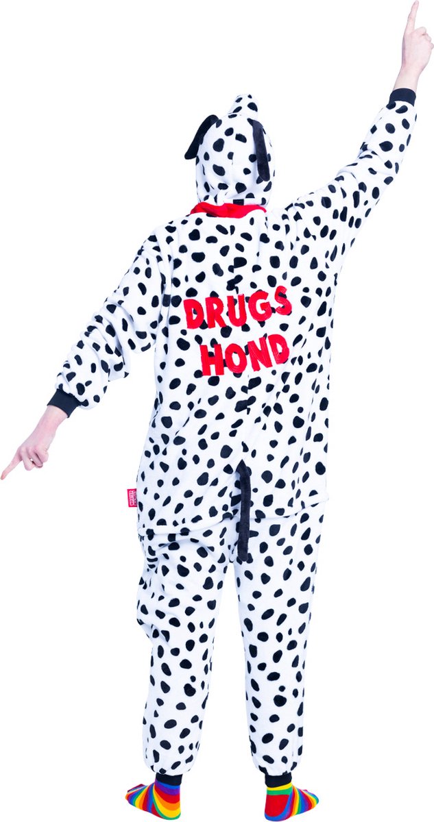 Honden onesie - dieren onesie - verkleedkleding - carnavalskleding - Carnaval kostuum - dames - heren – volwassenen - Drugshond - Maat XS/S