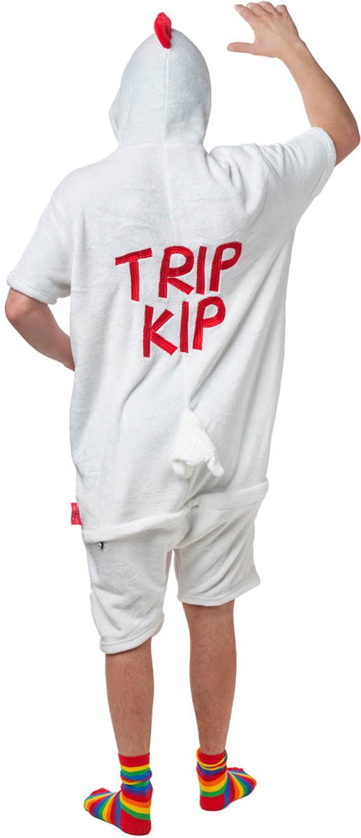 Kippen shortsie - Dieren onesie - Verkleedkleding - Carnavalskleding - Kort model - Trip Kip - Maat XL/XXL