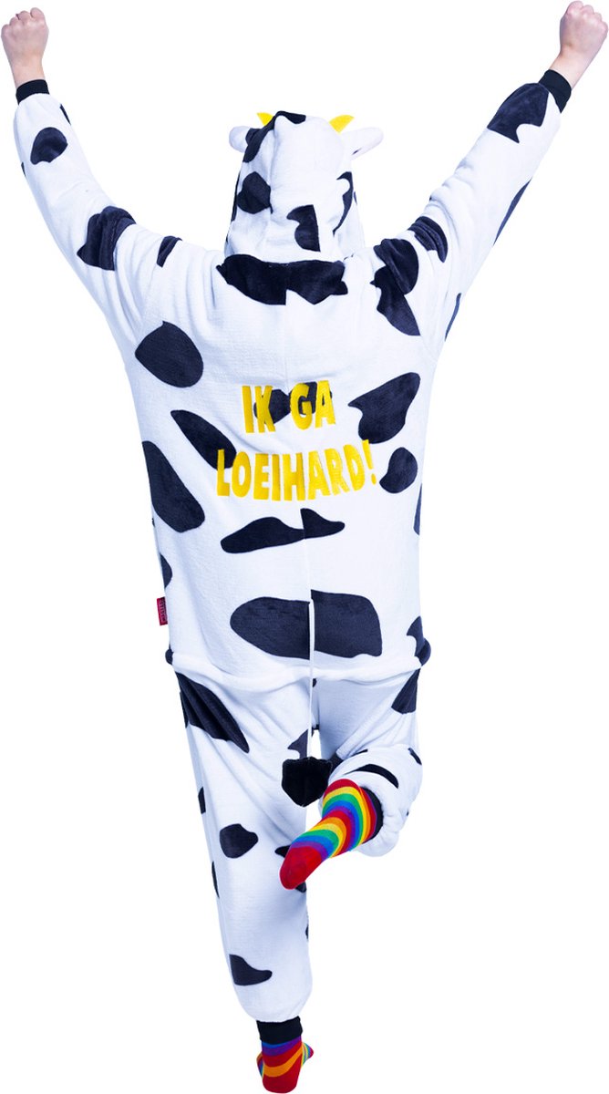 Koe onesie - dieren onesie - verkleedkleding - carnavalskleding - Carnaval kostuum - dames - heren – volwassenen - Ik ga loeihard - Maat XS/S