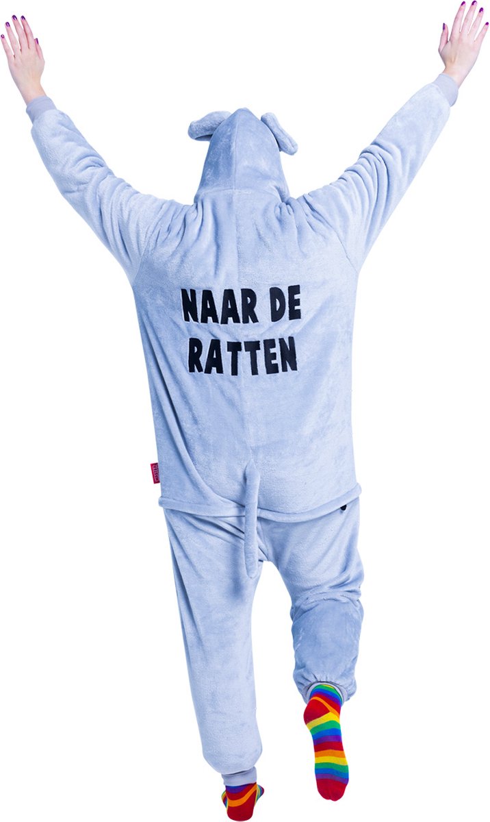 Rat onesie - dieren onesie - verkleedkleding - carnavalskleding - Carnaval kostuum - dames - heren – volwassenen - Naar de ratten - Maat XL/XXL