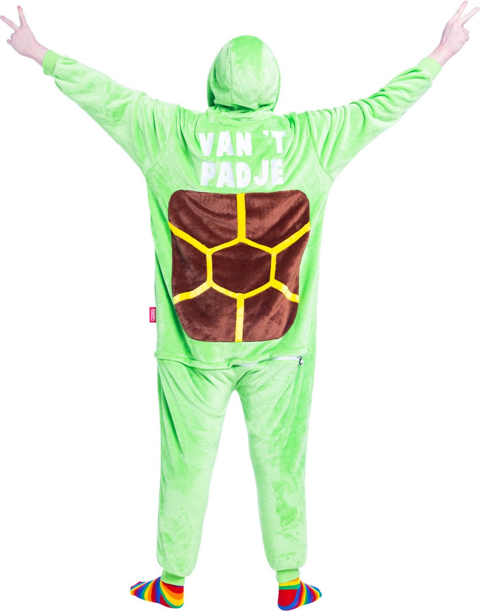 Schildpad onesie - dieren onesie - verkleedkleding - carnavalskleding - Carnaval kostuum - dames - heren – volwassenen – Van ’t padje! - maat XS/S