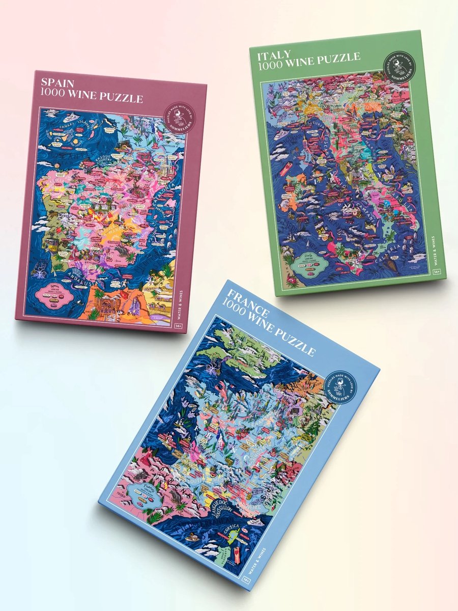 Bundel - puzzelset - 3 puzzels - Mediterraan (Frankrijk, Spanje, Italië) wijnliefhebber