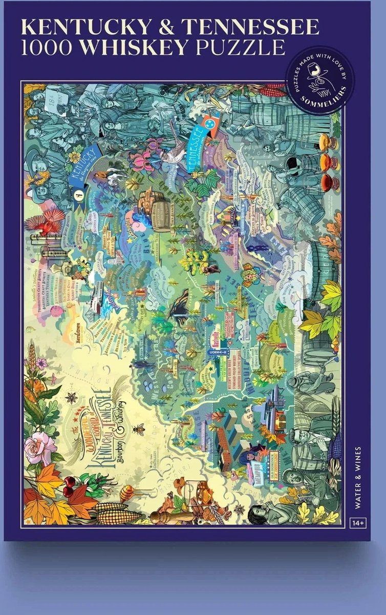 Kentucky & Tennessee Whiskey Puzzle legpuzzel 1000 stuks 48 x 68 cm gemaakt door sommeliers