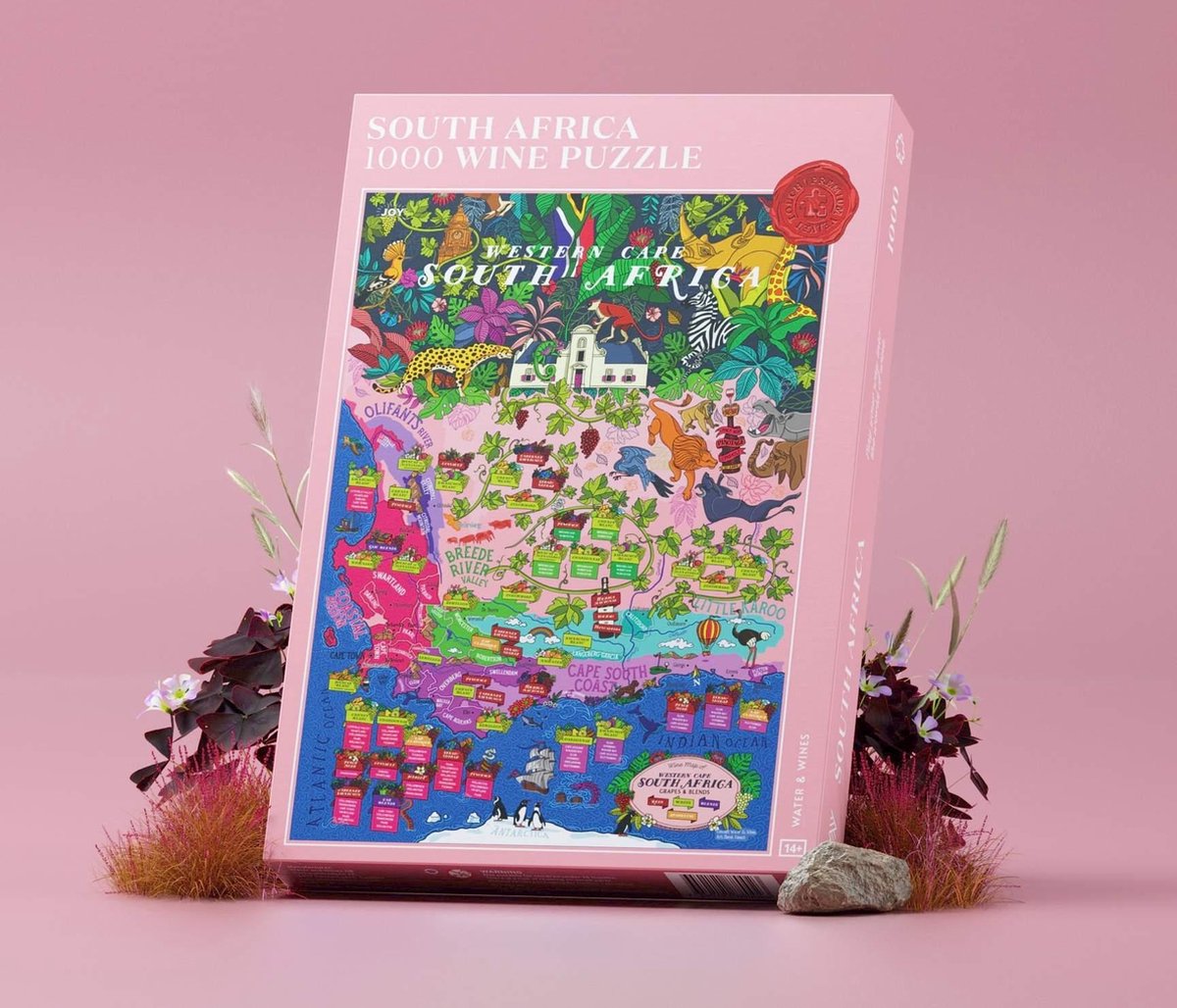Puzzel Zuid-Afrika wijn - wijnkaart Zuid-Afrikaanse wijngebieden - legpuzzel 1000 stukjes