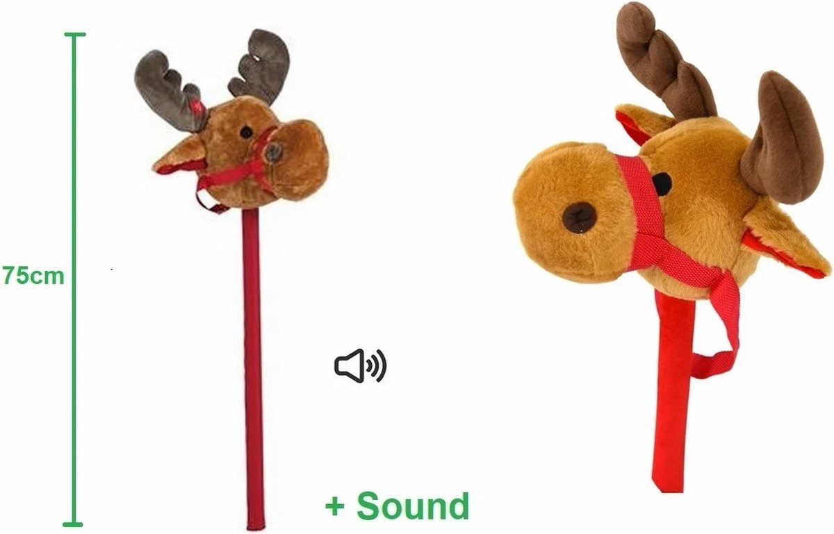 Stokpaard Rendier met geluid - 78 cm - Stokpaardje - Rendier - Stokpaarden - vanaf 3 jaar