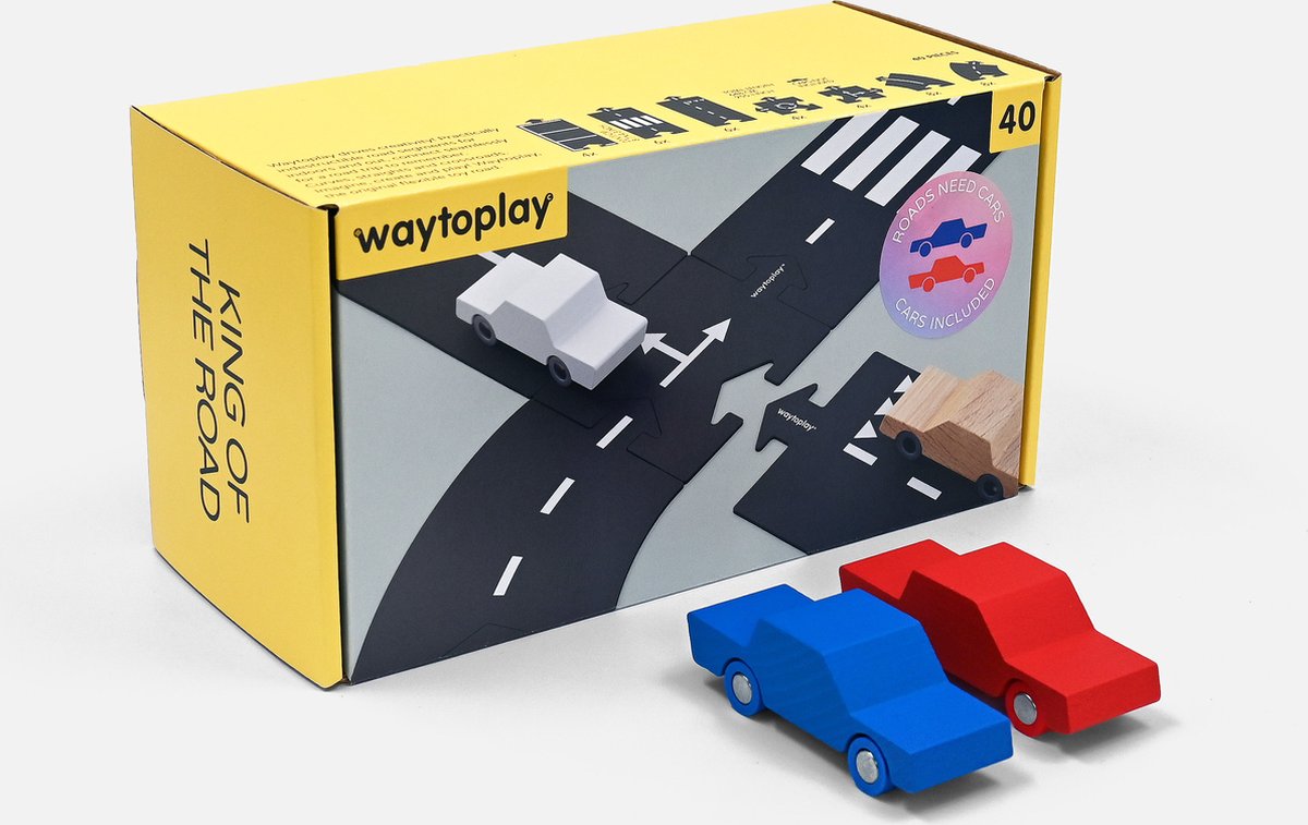 King of the Road - Car Edition - de flexibele autobaan (40 delen + 2 autos) binnen en buiten spelen - onverwoestbaar
