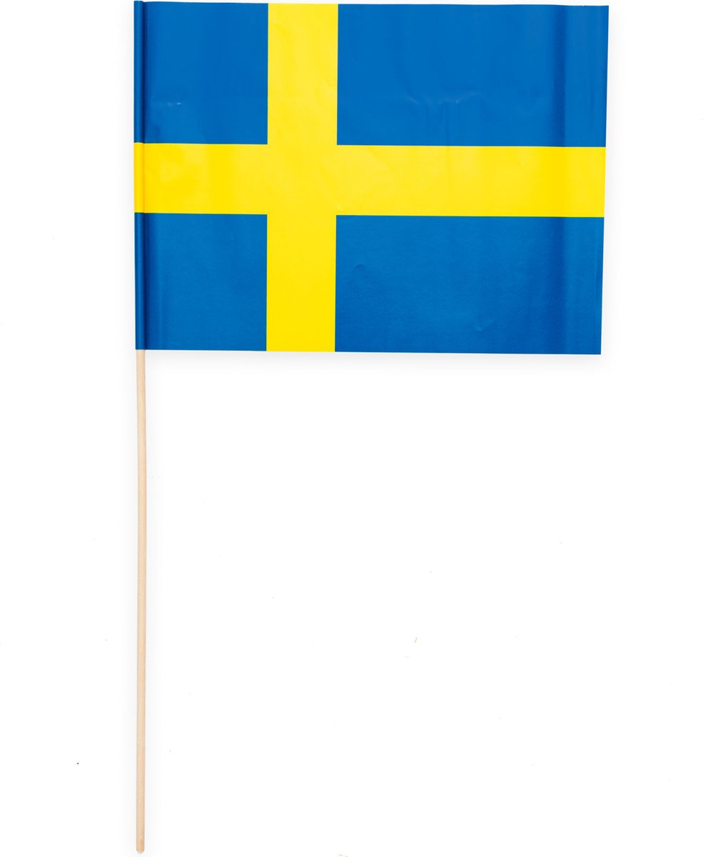 10 Papieren zwaai vlaggen 20 x 30 centimter Zweden