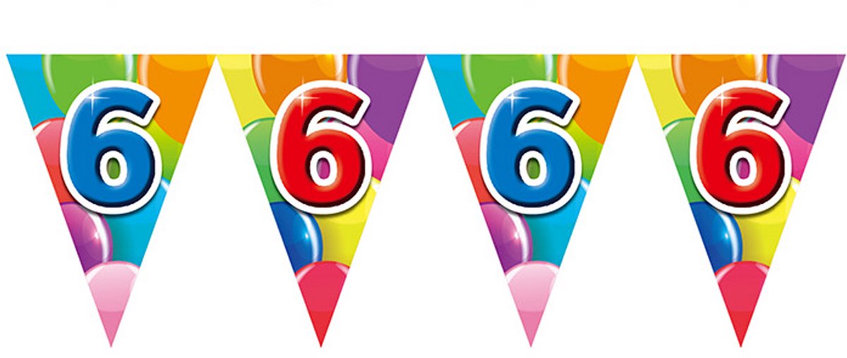 12x Vlaggenlijn 6 jaar 10 meter dubbelzijdig bedrukt - Verjaardag Feestje Vlag Vlaggen Versiering Slinger Feestdecoratie Decoratie