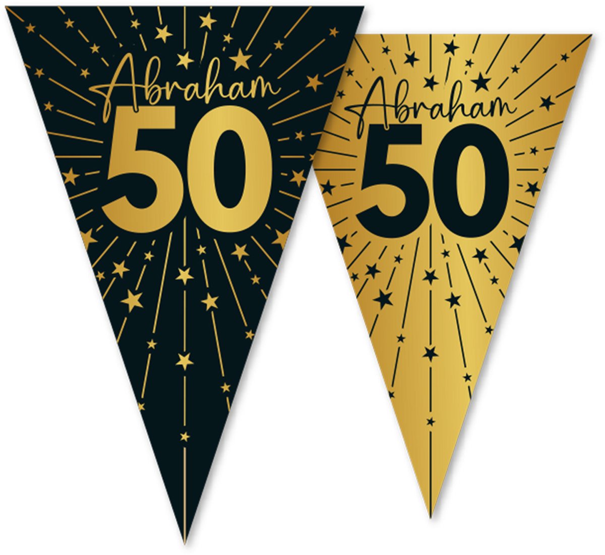 12x Vlaggenlijn Abraham zwart / goud 10 meter 2 zijdig bedrukt - Verjaardag Feestje Vlag Vlaggen Versiering Slinger Feestdecoratie Decoratie