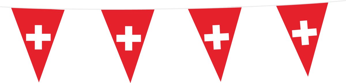 12x Vlaggenlijn Zwitserland 10 Meter - Voetbal EK WK Landen Land Feest Versiering Decoratie