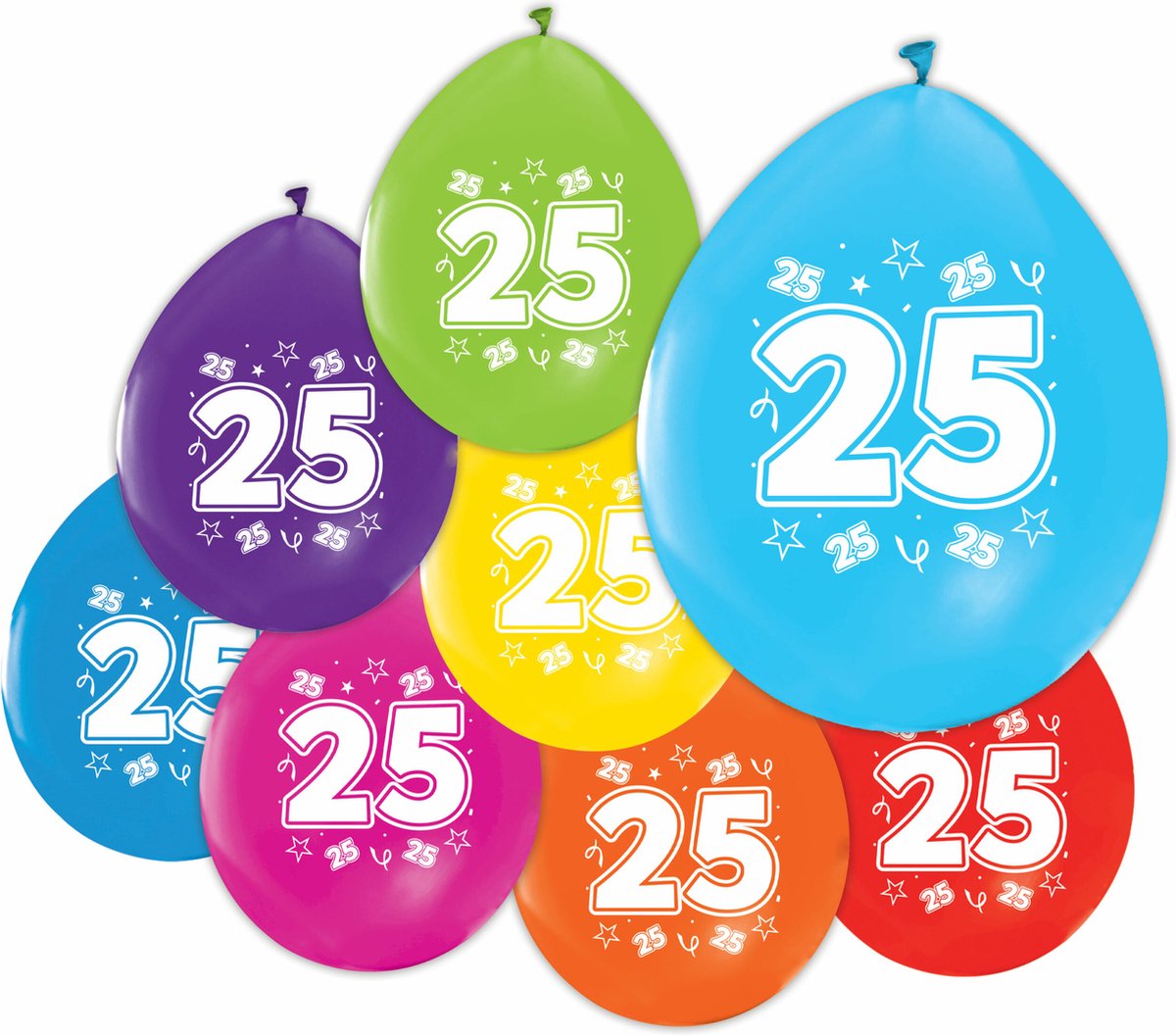 16 Ballonnen 12″ 2 Zijdig bedrukt 25 jaar - Versiering Slinger Feestdecoratie Decoratie Verjaardag Jubileum Ballon Feest