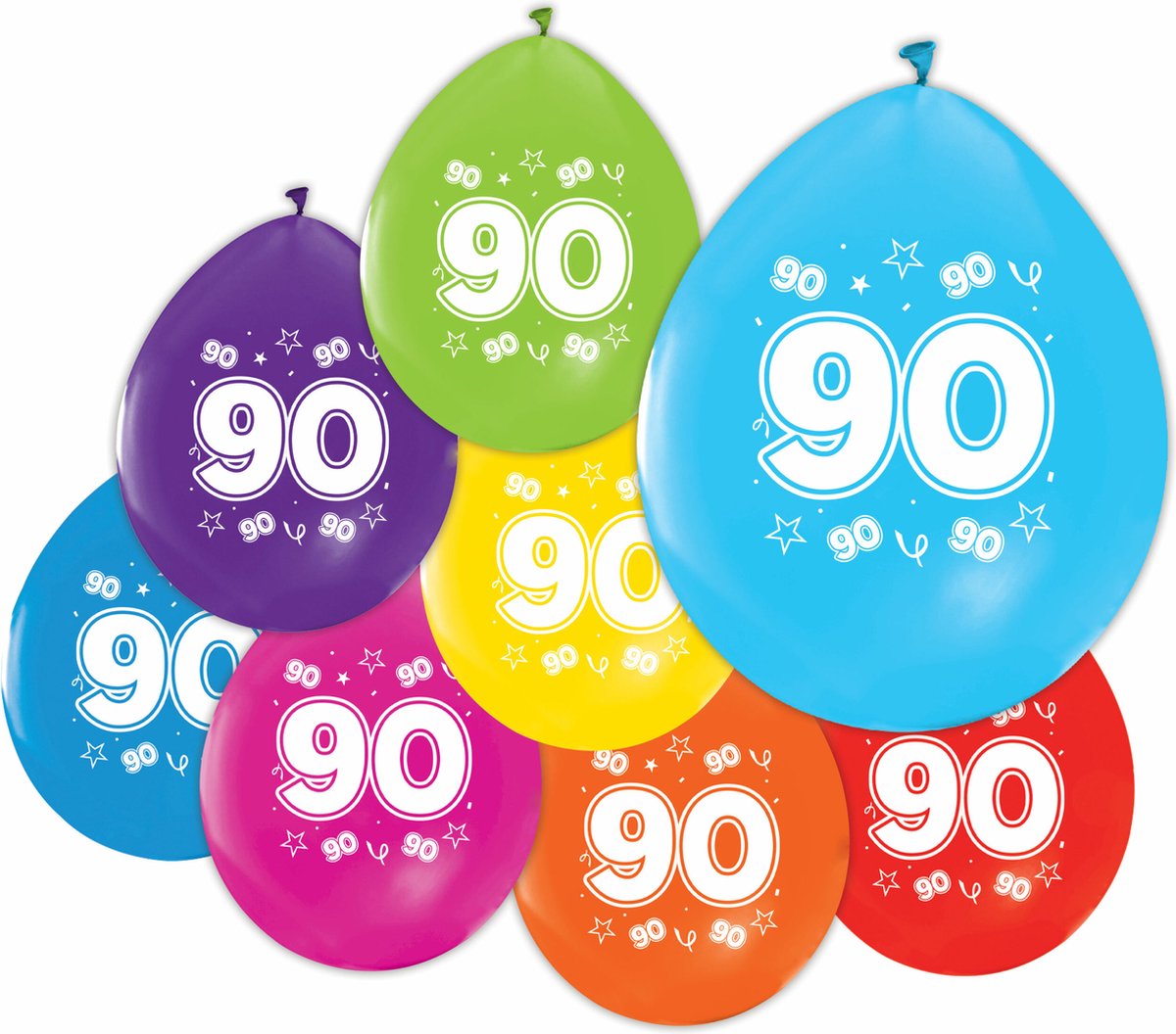 24 Ballonnen 12″ 2 Zijdig bedrukt 90 jaar - Versiering Slinger Feestdecoratie Decoratie Verjaardag Jubileum Ballon Feest