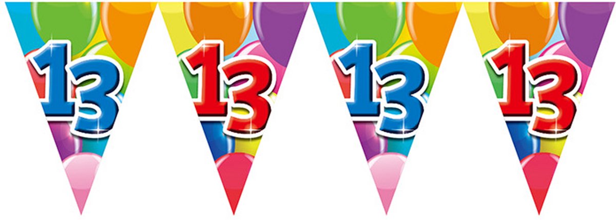2x Vlaggenlijn 13 jaar 10 meter dubbelzijdig bedrukt - Verjaardag Feestje Vlag Vlaggen Versiering Slinger Feestdecoratie Decoratie
