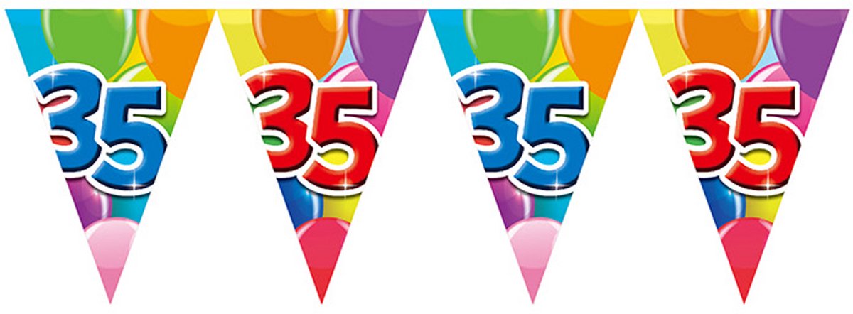 2x Vlaggenlijn 35 jaar 10 meter dubbelzijdig bedrukt - Verjaardag Feestje Vlag Vlaggen Versiering Slinger Feestdecoratie Decoratie