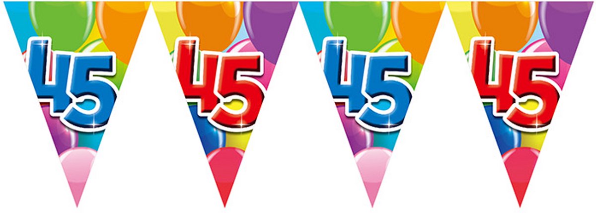 2x Vlaggenlijn 45 jaar 10 meter dubbelzijdig bedrukt - Verjaardag Feestje Vlag Vlaggen Versiering Slinger Feestdecoratie Decoratie