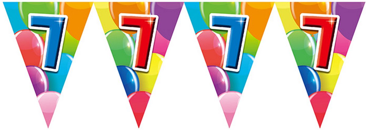 2x Vlaggenlijn 7 jaar 10 meter dubbelzijdig bedrukt - Verjaardag Feestje Vlag Vlaggen Versiering Slinger Feestdecoratie Decoratie