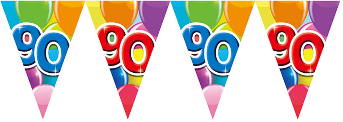 2x Vlaggenlijn 90 jaar 10 meter dubbelzijdig bedrukt - Verjaardag Feestje Vlag Vlaggen Versiering Slinger Feestdecoratie Decoratie