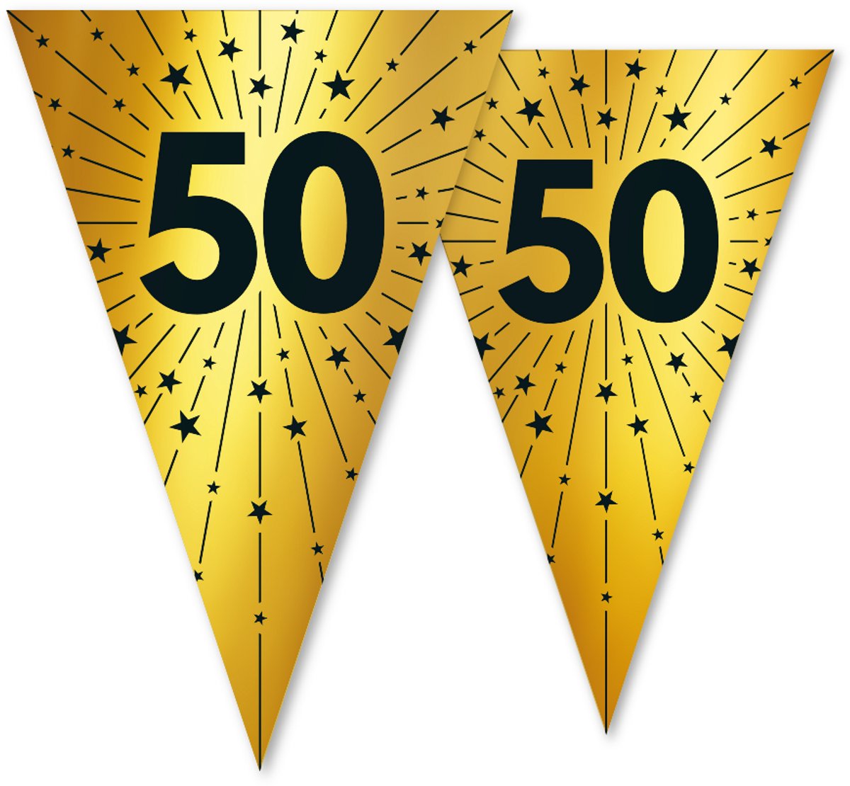 2x Vlaggenlijn goud 50 jaar jubileum 10 meter 2 zijdig bedrukt - Signature Years - Verjaardag Feestje Vlag Vlaggen Versiering Slinger Feestdecoratie Decoratie
