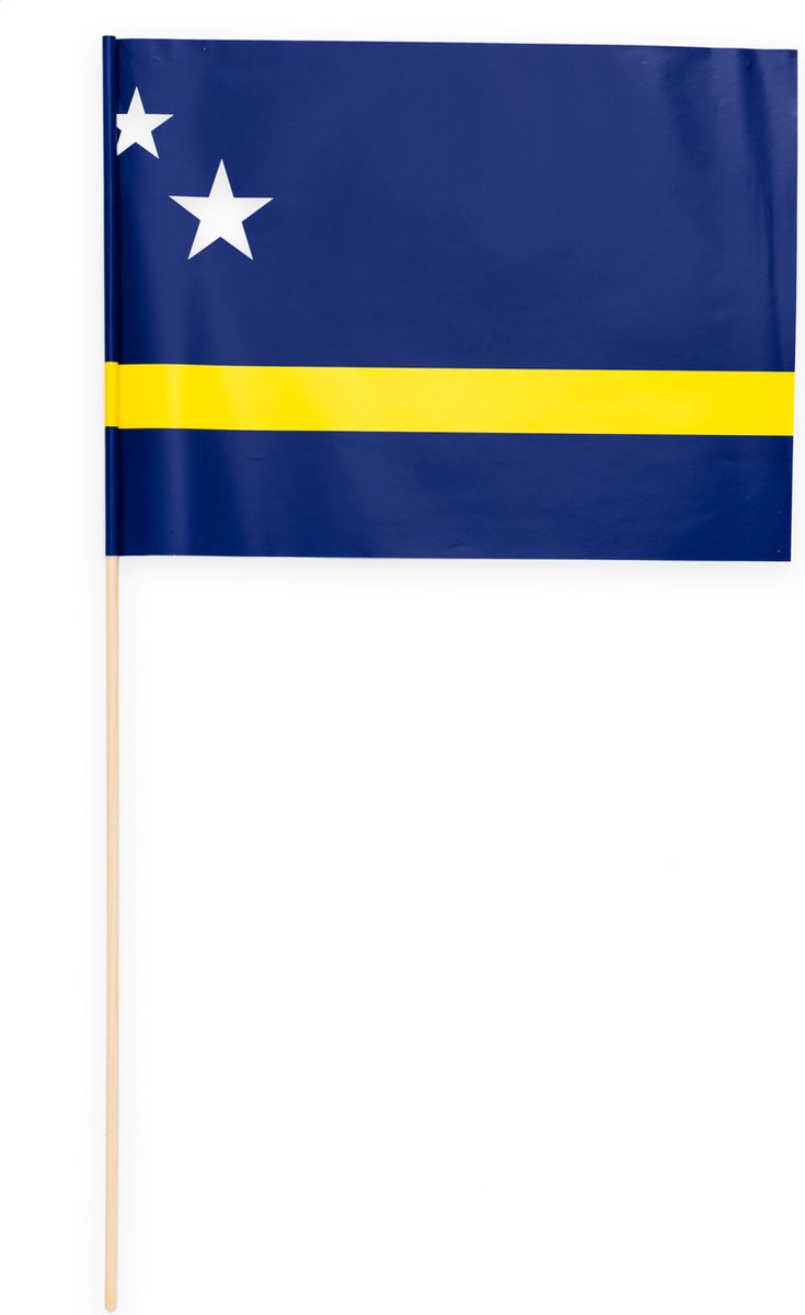 30 Papieren zwaai vlaggen 20 x 30 centimter Curacao