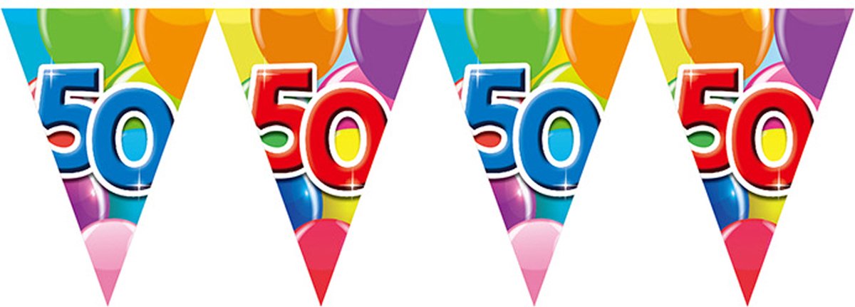 3x Vlaggenlijn 50 jaar 10 meter - Verjaardag Feestje Vlag Vlaggen Versiering Slinger Feestdecoratie Decoratie