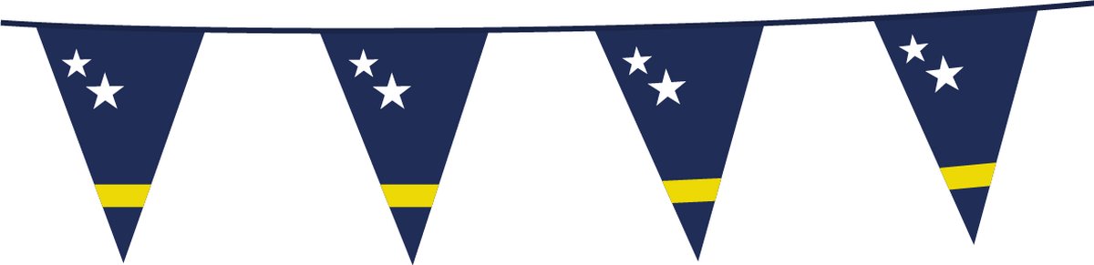 3x Vlaggenlijn Curaçao 10 Meter - Voetbal EK WK Landen Feest Versiering Decoratie