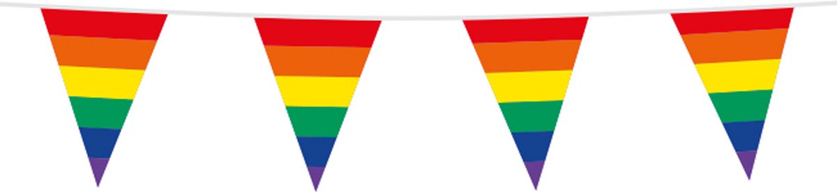 3x Vlaggenlijn Regenboog 10 meter - Vlaggenlijn Vlag Vlaglijn Festival Feest Party Feest Thema