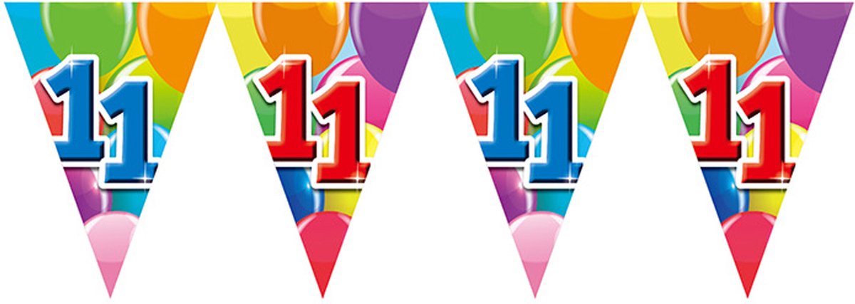 6x Vlaggenlijn 11 jaar 10 meter - Verjaardag Feestje Vlag Vlaggen Versiering Slinger Feestdecoratie Decoratie