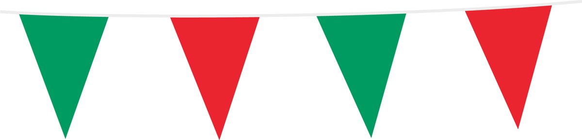 6x Vlaggenlijn Groen / Rood 10 meter - Vlaggenlijn Vlag Vlaglijn Festival Feest Party Feest Thema