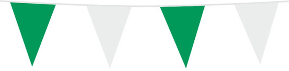 6x Vlaggenlijn Groen / Wit 10 meter - Vlaggenlijn Vlag Vlaglijn Festival Feest Party Feest Thema