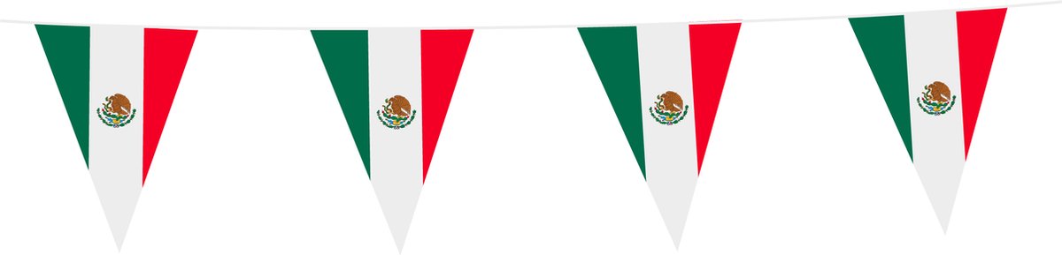 6x Vlaggenlijn Mexico 10 Meter - Voetbal EK WK Landen Feest Versiering Decoratie