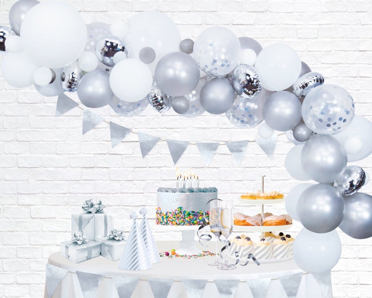 Ballonnen Decoratie Kit Zilver 71 Delig - Feest Decoratie DIY Party