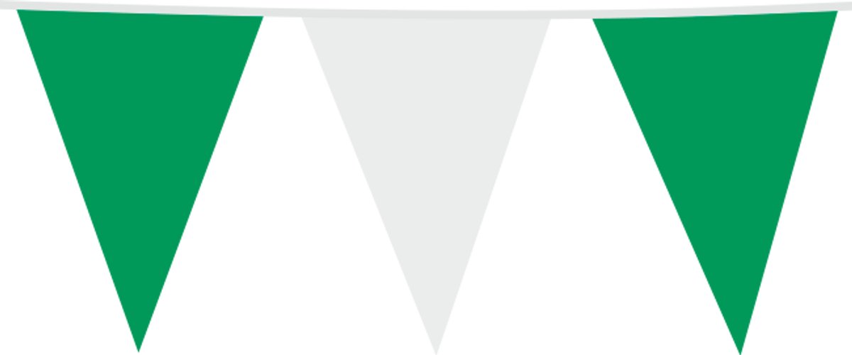 Giga Vlaggenlijn Groen / Wit 30x45cm 10 meter XXL - Verjaardag Feest Party Festival Poolparty Decoratie
