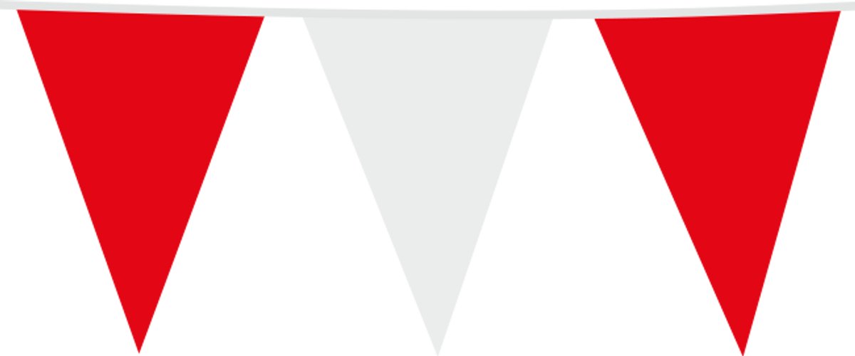 Giga Vlaggenlijn Rood / Wit 30x45cm 10 meter XXL - Verjaardag Feest Party Festival Poolparty Decoratie