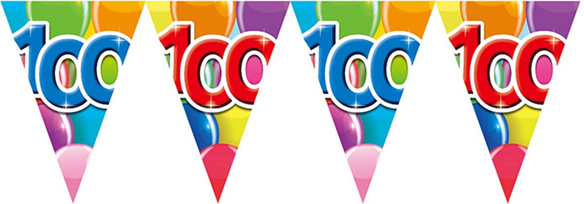 Vlaggenlijn 100 jaar 10 meter - Verjaardag Feestje Vlag Vlaggen Versiering Slinger Feestdecoratie Decoratie