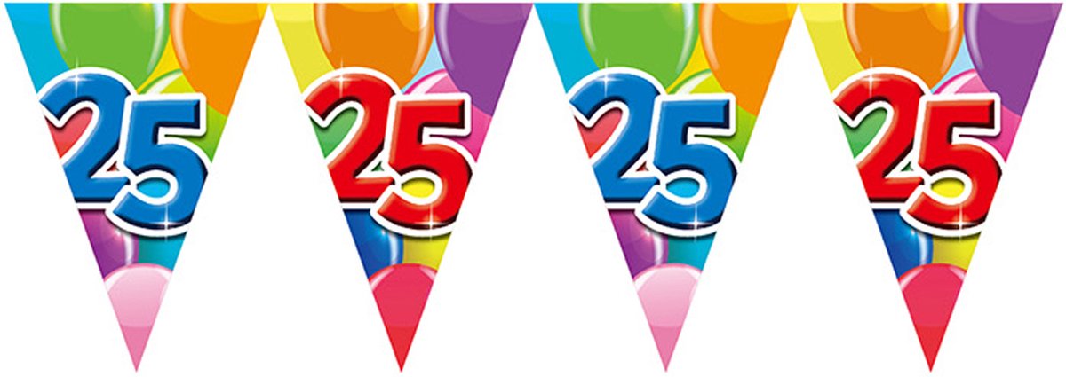Vlaggenlijn 25 jaar 10 meter - Verjaardag Feestje Vlag Vlaggen Versiering Slinger Feestdecoratie Decoratie