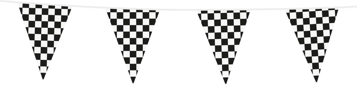 Vlaggenlijn Zwart / Wit Geblokt 10 meter - Vlaggenlijn Vlag Vlaglijn Festival Feest Party Feest Thema F1 Formule 1 Race Formule1 Grand Prix