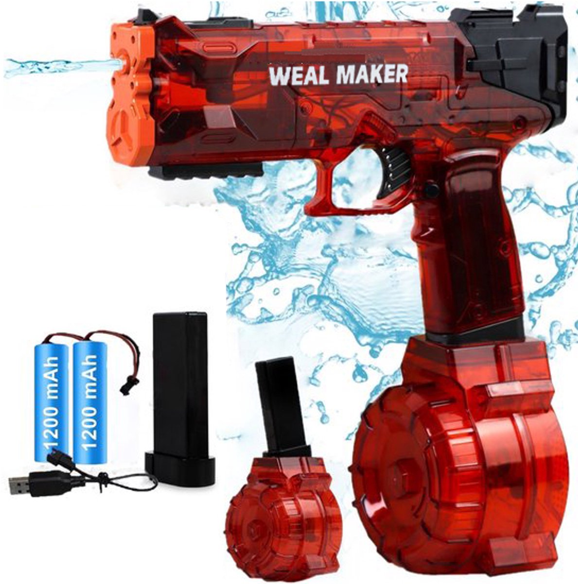 Elektrisch   met Terugslag Effect – Automatisch Vullen – Krachtig   voor Kinderen – Buitenspeelgoed & Waterpret – Waterspeelgoed voor Zwembad en Tuin - ROOD