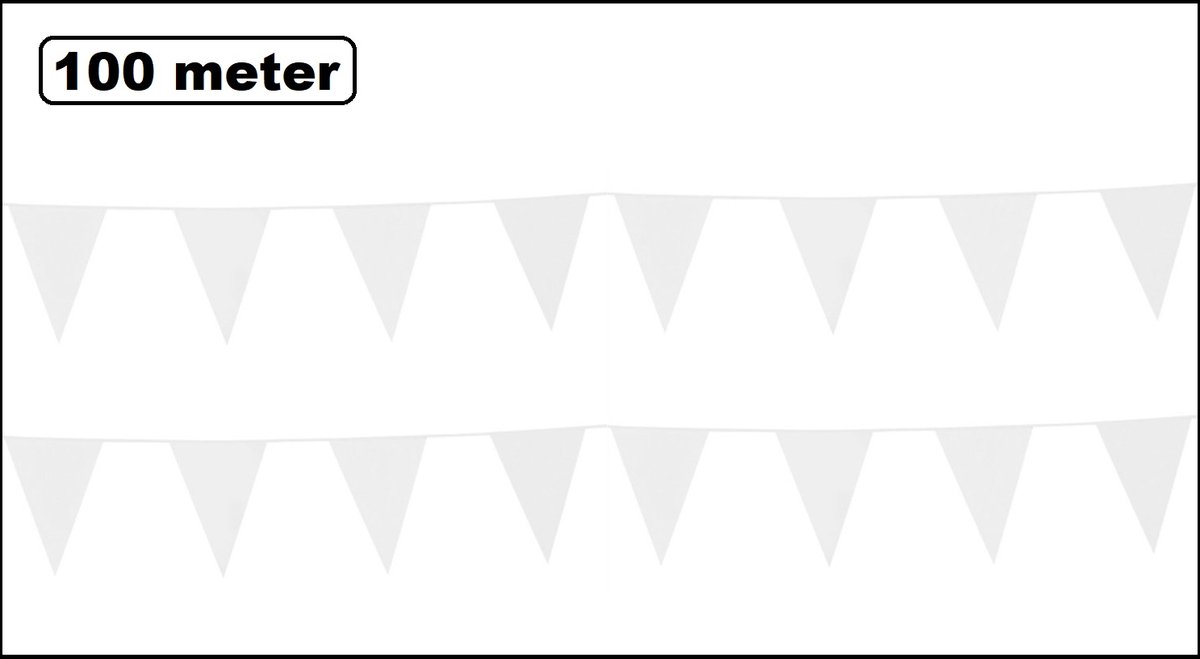 100 meter vlaggenlijn wit - 10 stuks van elk 10 meter - Huwelijk communie trouwen verjaardag thema feest versiering vlaglijn