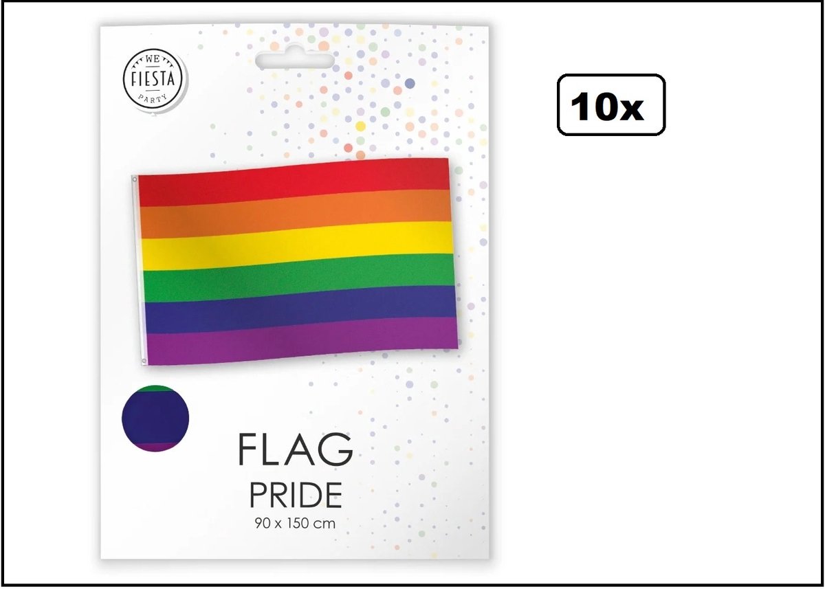 10x Luxe vlag Regenboog 150cm x 90cm - vlag verpakt in luxe verpakking - Pride Landen festival thema feest fun verjaardag