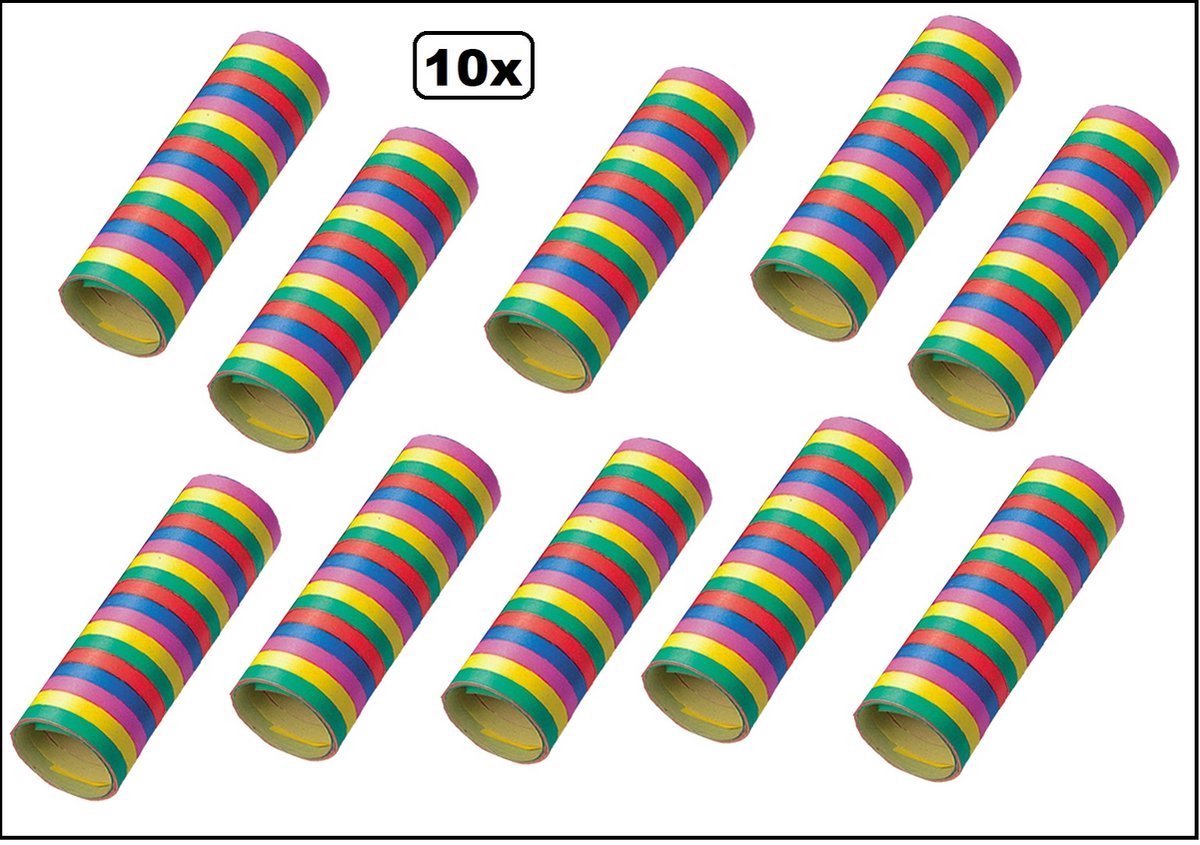 10x Papier rollen serpentines gekleurd - Carnaval festival optocht feest party serpentine