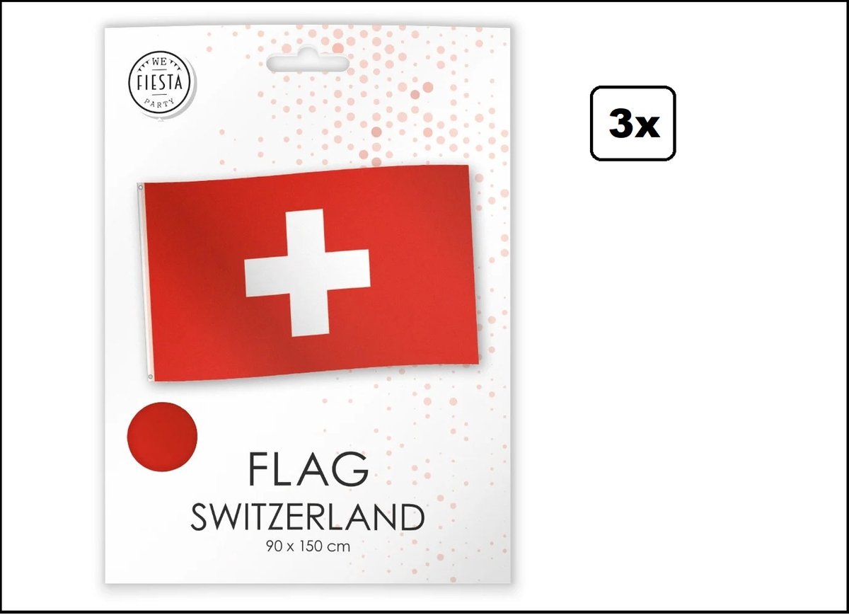 3x Luxe vlag Zwitserland 150cm x 90cm - vlag verpakt in luxe verpakking - Swiss Landen festival thema feest fun verjaardag